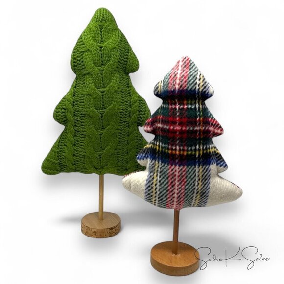 Target Wondershop 15.5" Sweater Knit Fabric Christmas Tree w/ Wood Base 2023 - Picture 2 of 2